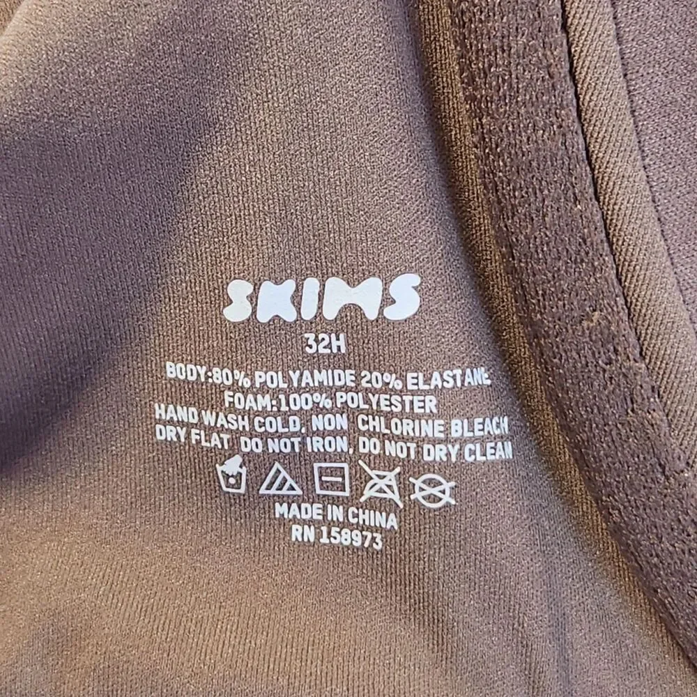 Skims T-Shirt Underwire Demi Bra Cocoa Brown Size 32H Adjustable Straps - Picture 2 of 6